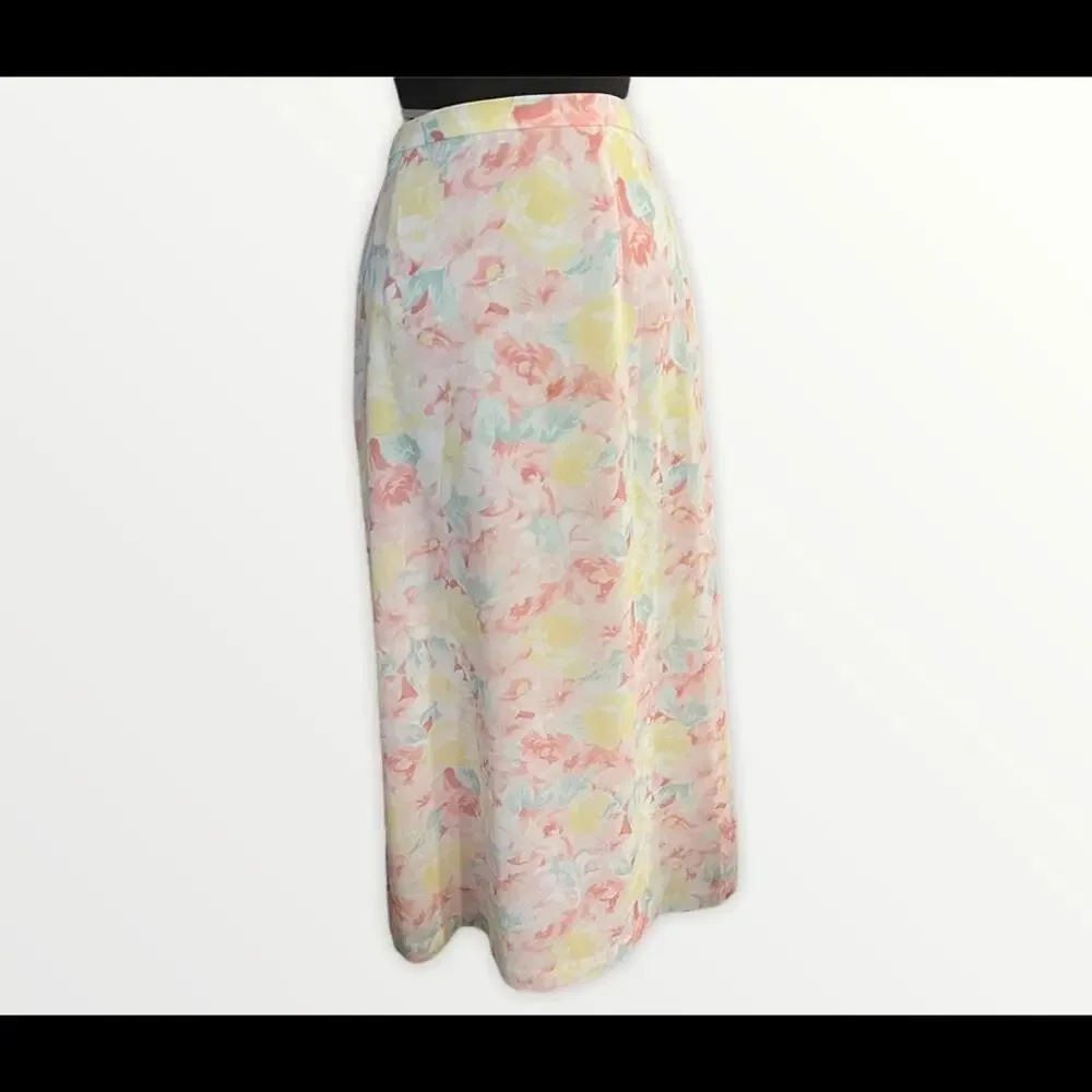 Vintage Pendleton Pastel Floral Fairy Romantic Skirt Womens Size 10 Cottagcore